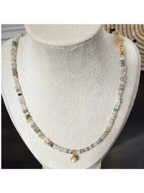 Second Bloom Studio Multi Gemstone Necklace 23" Gold Charm Statement